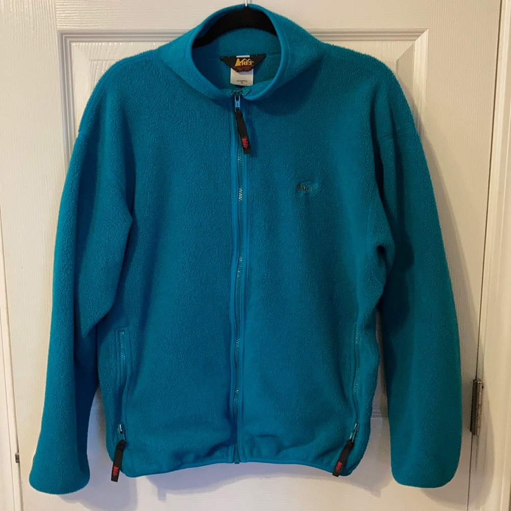 REI women’s teal fleece zip up jacket/ sweater size M